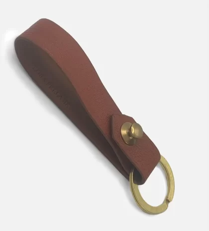 Chevre Chagrin Leather Loop Key Fob Cinnamon