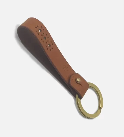 Classic Brogue Design Leather Key Fob Rustic